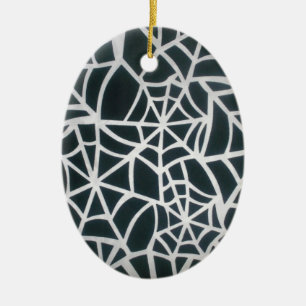 Ornamento De Cerâmica Bela aranha de Black White Stripes