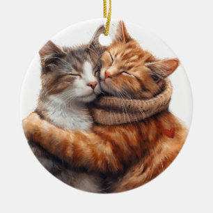 ORNAMENTO DE CERÂMICA BELA CAMADA E MESA DE LARANJA ABRIR GATOS
