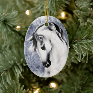 Ornamento De Cerâmica Bela Cinza Branca de Natal Personalizada