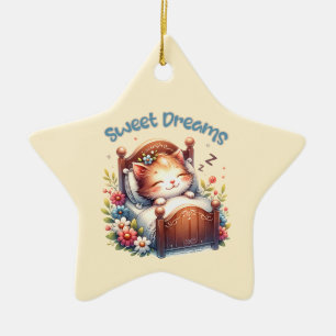 Ornamento De Cerâmica Bela dormindo Kitten Docinho Sonhos Doce Decor de