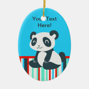 Ornamento De Cerâmica Bela e Feliz Cartoon Panda