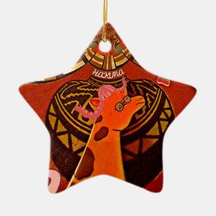 Ornamento De Cerâmica Bela e incrível Girafa ama animais safari