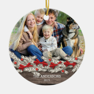 Ornamento De Cerâmica Bela Foto de Família Rústica de Natal