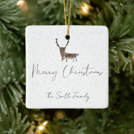 Ornamento De Cerâmica Bela magia de renas da cerâmica de férias o