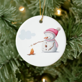 Ornamento De Cerâmica Bela Neve Marshmallow Feliz Feliz Natal