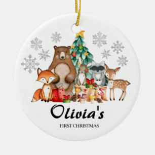 Ornamento De Cerâmica Bela personalização do primeiro animal de Natal