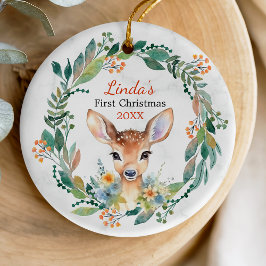 Ornamento De Cerâmica Bela primeira belezinha de natal querida