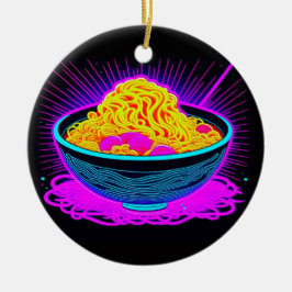 Ornamento De Cerâmica Bela tigela Neon com Ramen Noodles
