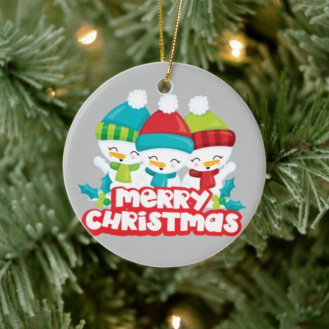 Ornamento De Cerâmica Bela Trio de Neves Feriado (Árvore)