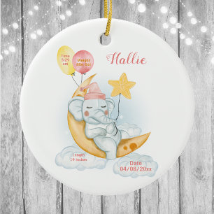 Ornamento De Cerâmica Belas estatísticas de natalidade de elefante bebê