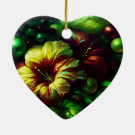 Ornamento De Cerâmica Belas Flores em uma Árvore de Dia dos Namorados