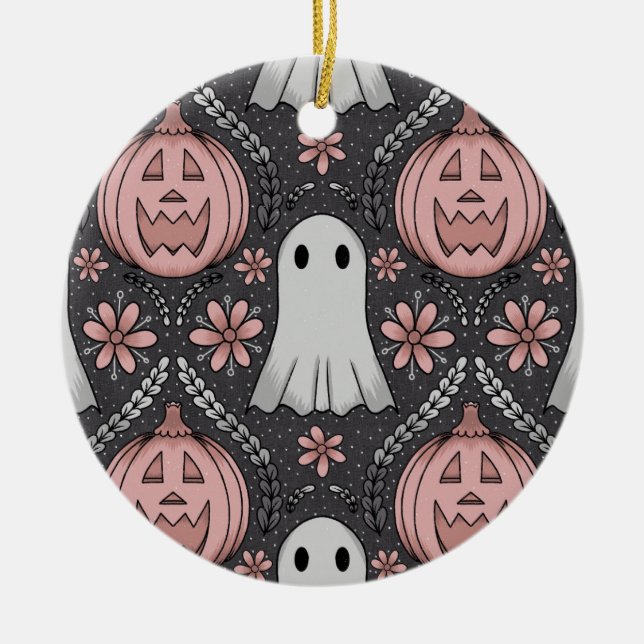 Ornamento De Cerâmica Beleza de Halloween  (Frente)