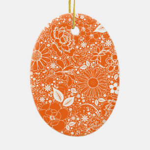 Ornamento De Cerâmica Belezas Botânicas Laranja OVAL ORNAMENT