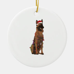 Ornamento De Cerâmica Belga Malinois Natal Luz Xmas Dog Lover