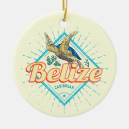 Ornamento De Cerâmica Belize Caribe Tartaruga Retroativa Vintage Souveni