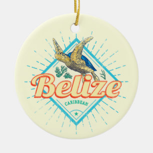 Ornamento De Cerâmica Belize Caribe Tartaruga Retroativa Vintage Souveni