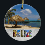 Ornamento De Cerâmica Belize San Pedro Beach Ambergris Caye Christmas<br><div class="desc">Mostre seu amor pelo país de Belize este Natal com este ornamento de viagem tropical com uma bela foto da praia e do oceano na cidade de San Pedro em Ambergris Caye!</div>