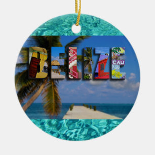 Ornamento De Cerâmica Belize Tropical Beach Blue Ocean Natal