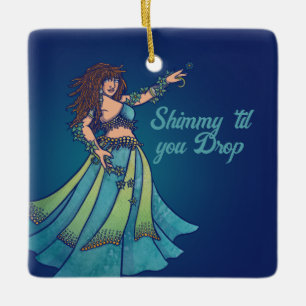 Ornamento De Cerâmica Belly Dancer Ruby Teal Art