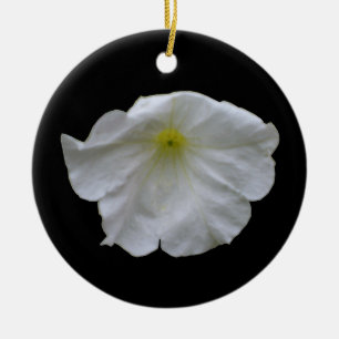 Ornamento De Cerâmica Belo aniversário personalizado da Petunia Branca