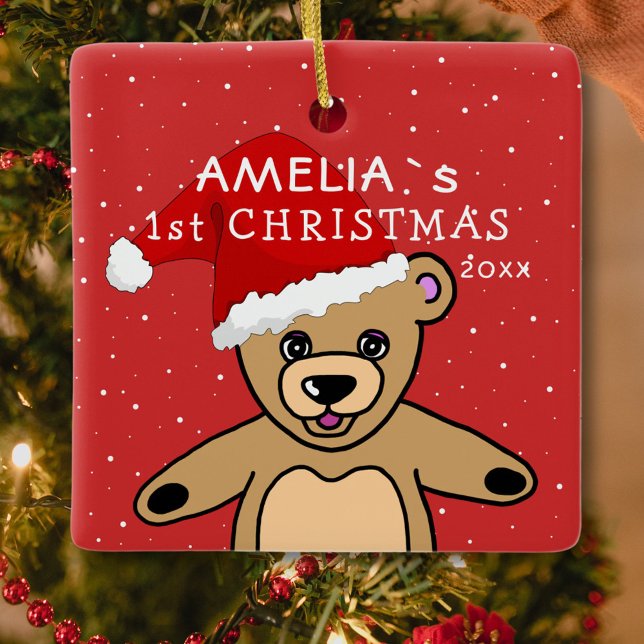 Ornamento De Cerâmica Belo Bebê é o primeiro Natal do Bebê Negra (Criador carregado)