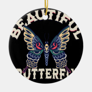 Ornamento De Cerâmica belo-borboleta-retrorvetor-arte-ilustração