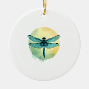 Ornamento De Cerâmica Belo Dragão Verde Arte Aquarela Inseto Lo