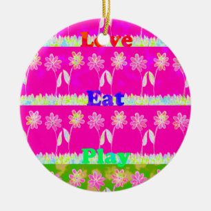 Ornamento De Cerâmica Belo e colorido texto da Flora design