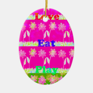 Ornamento De Cerâmica Belo e colorido texto da Flora design