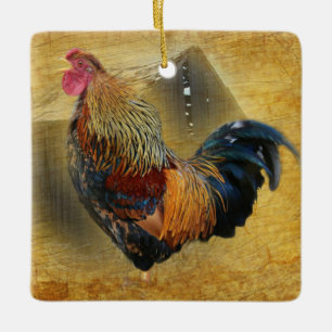 Ornamento De Cerâmica Belo galo e costeleta de frango de casca russa