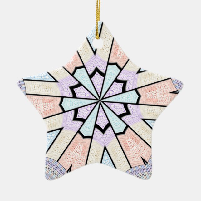 Ornamento De Cerâmica Belo Impressão de Arte Geométrica de Pastel Suave (Frente)