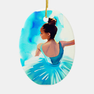 Ornamento De Cerâmica Belo Jovem Ballerina em Azul