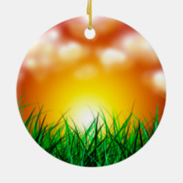 Ornamento De Cerâmica Belo nascer do sol sobre um campo de grama