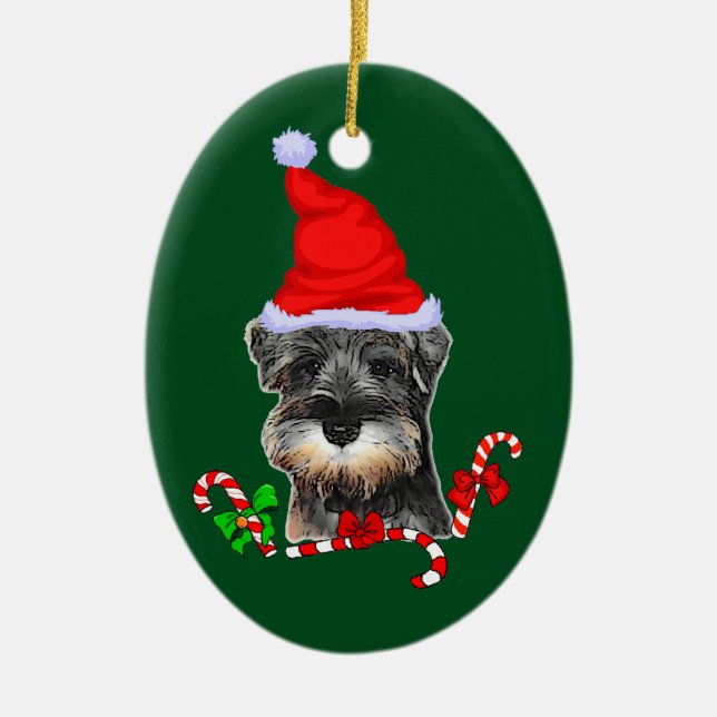 Ornamento De Cerâmica Belo Natal da Miniatura Schnauzer (Frente)