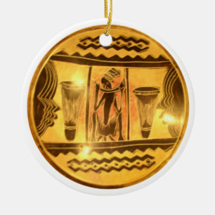 Ornamento De Cerâmica Belo Ouro de Drummers Vermelhos Africanos