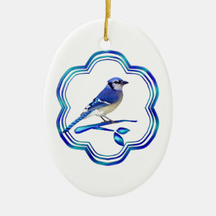 Ornamento De Cerâmica Belo Pássaro Azul