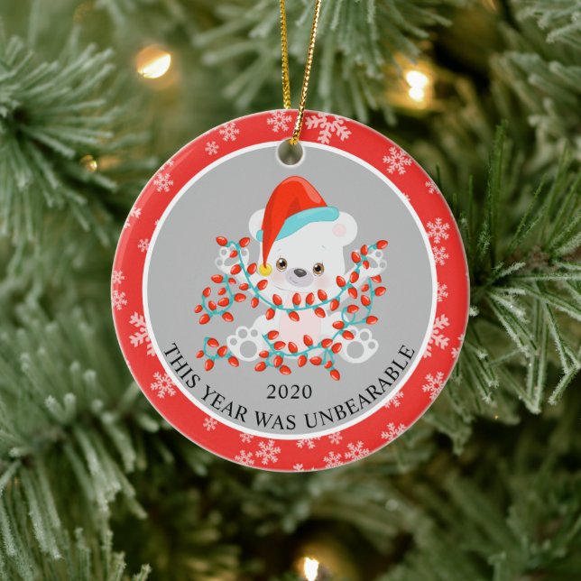 Ornamento De Cerâmica Belo Urso de Natal 2020 (Árvore)