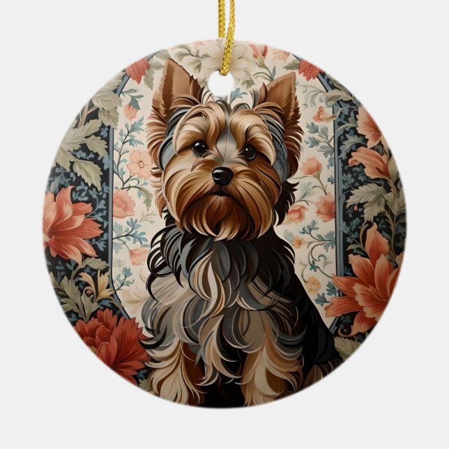 Ornamento De Cerâmica Belo Yorkie | Yorkshire Terrier Portrait (Frente)