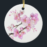 Ornamento De Cerâmica Belos crisântemos rosa em aquarela<br><div class="desc">Belas flores cor-de-rosa em aquarela -</div>