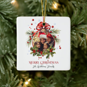 Ornamento De Cerâmica Belos feriados da família Bauble Frame