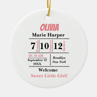 Ornamento De Cerâmica Bem-vinda rosa Nova menina Personalizado nome,