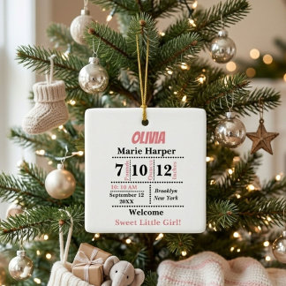Ornamento De Cerâmica Bem-vinda rosa Nova menina Personalizado nome,
