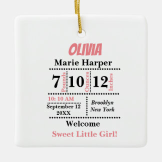 Ornamento De Cerâmica Bem-vinda rosa Nova menina Personalizado nome,