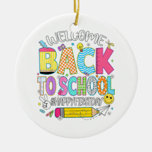 Ornamento De Cerâmica Bem-vindo de Volta à Escola Feliz Primeiro Dia de