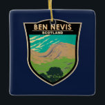 Ornamento De Cerâmica Ben Nevis Scotland Viagem Art Vintage<br><div class="desc">Ben Nevis em um estilo de arte vetorial. Ben Nevis é a montanha mais alta da Escócia,  do Reino Unido e das Ilhas Britânicas.</div>