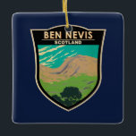 Ornamento De Cerâmica Ben Nevis Scotland Viagem Art Vintage<br><div class="desc">Ben Nevis em um estilo de arte vetorial. Ben Nevis é a montanha mais alta da Escócia,  do Reino Unido e das Ilhas Britânicas.</div>