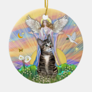 Ornamento De Cerâmica Bênção - BrownTabby Cat 2