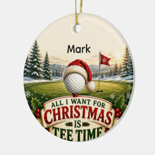 Ornamento De Cerâmica Bênção de Natal de Golfe para Golfista