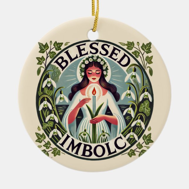 Ornamento De Cerâmica Bênção Imbólica (Frente)