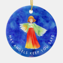Bênçãos Coloridas do Anjo Guardião Aquarela Azul